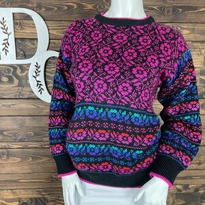 Partners by‎ Mervyn's | Vintage Multicolored Nordic Floral Patterned Sweater